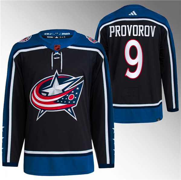 Men's Columbus Blue Jackets #9 Ivan Provorov Black 2022-23 Reverse Retro Stitched Jersey-0